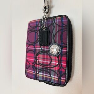 Coach Multicolor Plaid Wristlet with hang tag